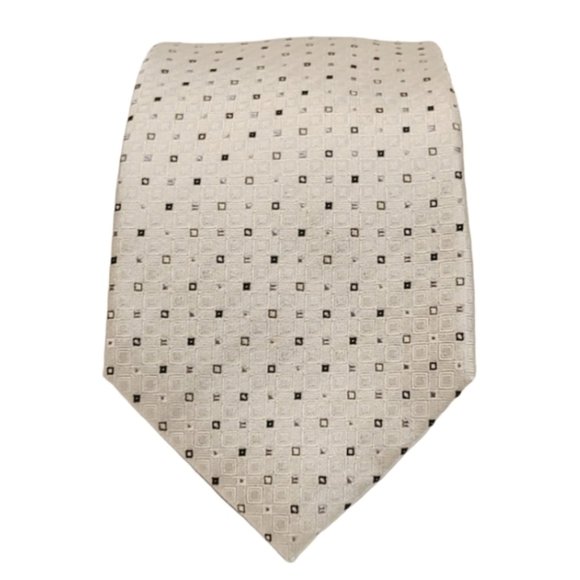 White Square Print 100% Silk Tie (OS)